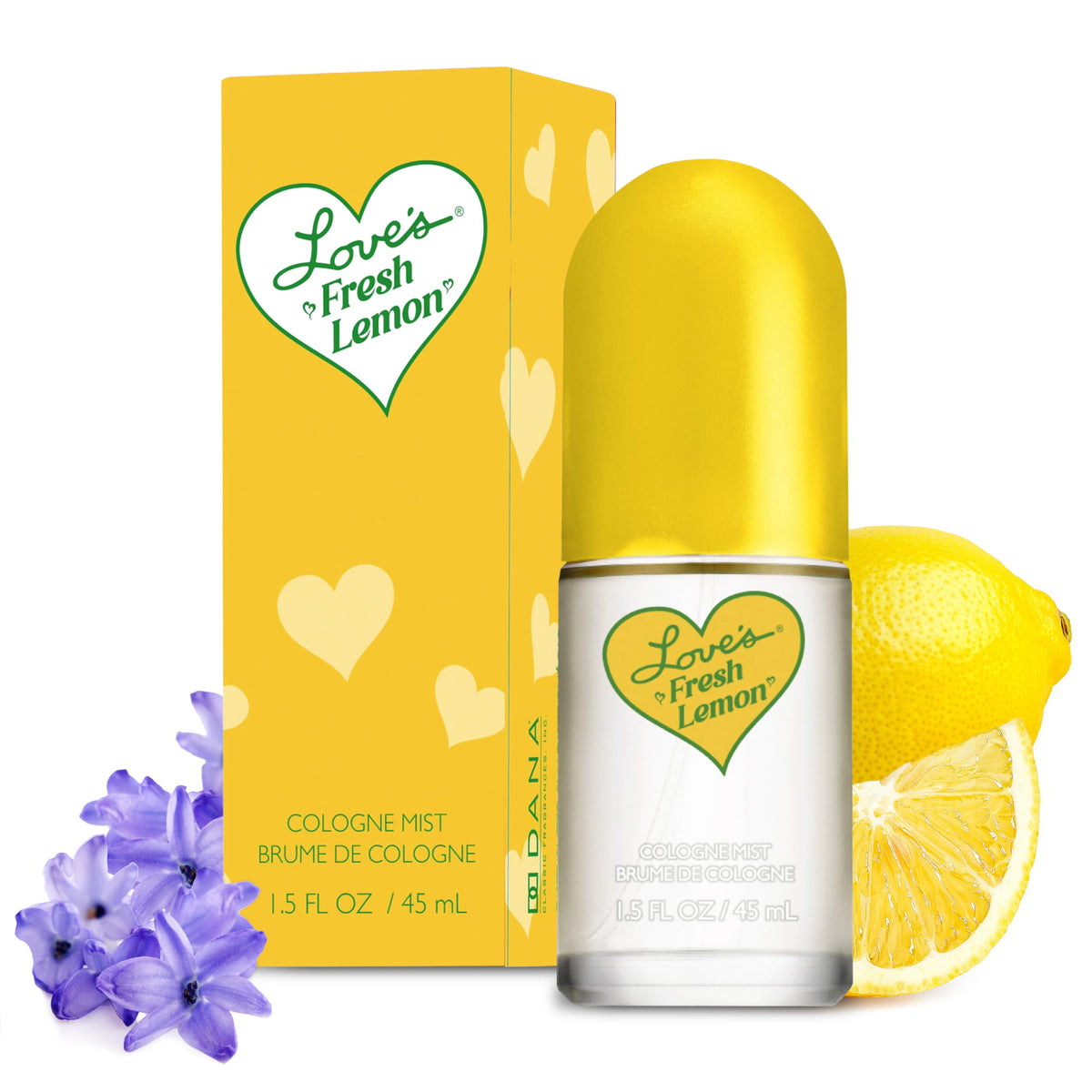 Dana Love's Fresh Lemon Cologne Mist 1.5 Fl. Oz. Invigorating and Uplifting Lemon Scented Body Mist for Women, Classic Fragrance for Everyday Freshness