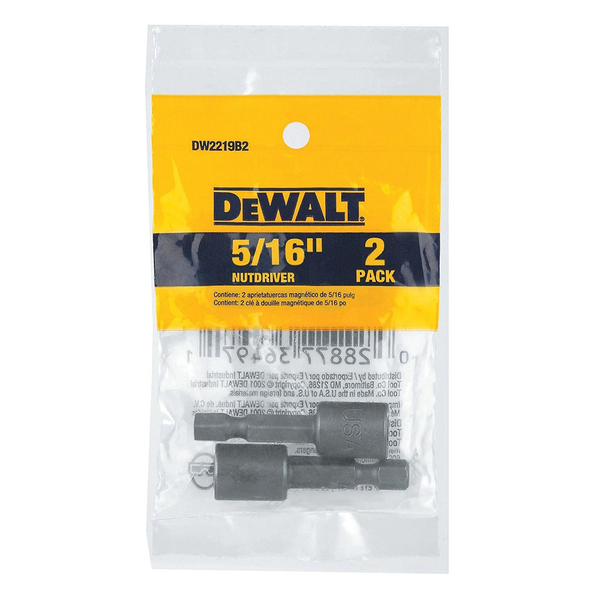 DEWALT DW2219B2 Nut Driver 5/16" x 1-7/8" 2-Pack