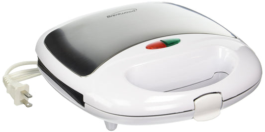 Brentwood Compact Dual Sandwich Maker Non-Stick, Small, White