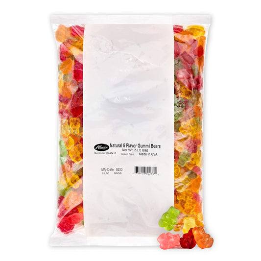 Albanese World's Best 5 Natural Flavor Gummi Bears, 5lbs of Candy