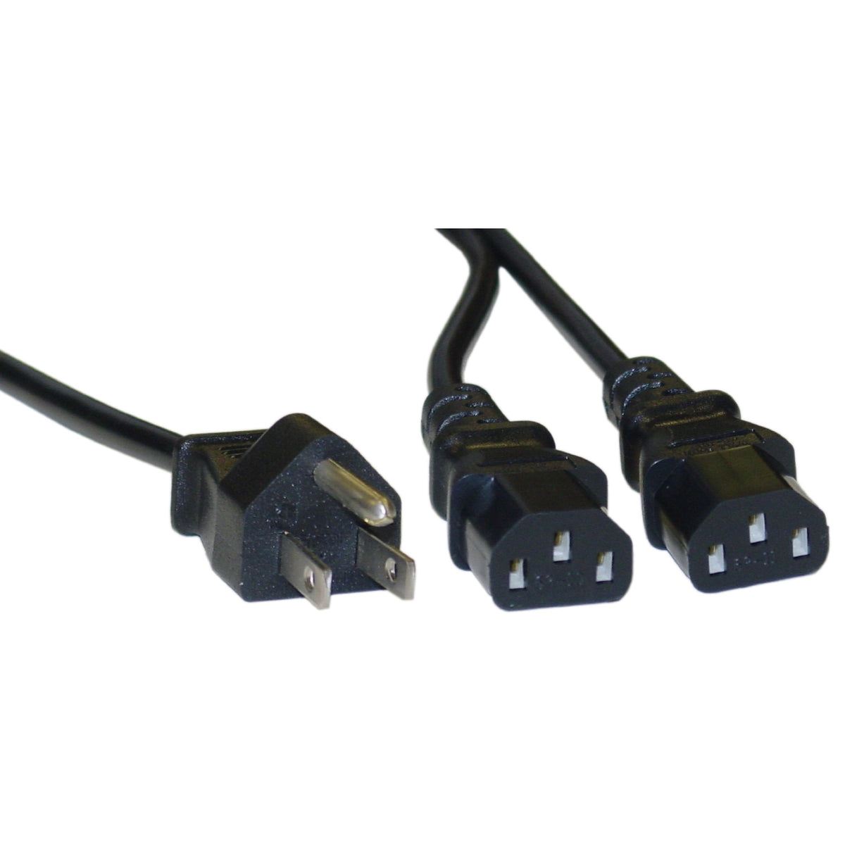 CableWholesale Power Y Cord, 6 Ft, 10A, NEMA 5-15P to Dual C13