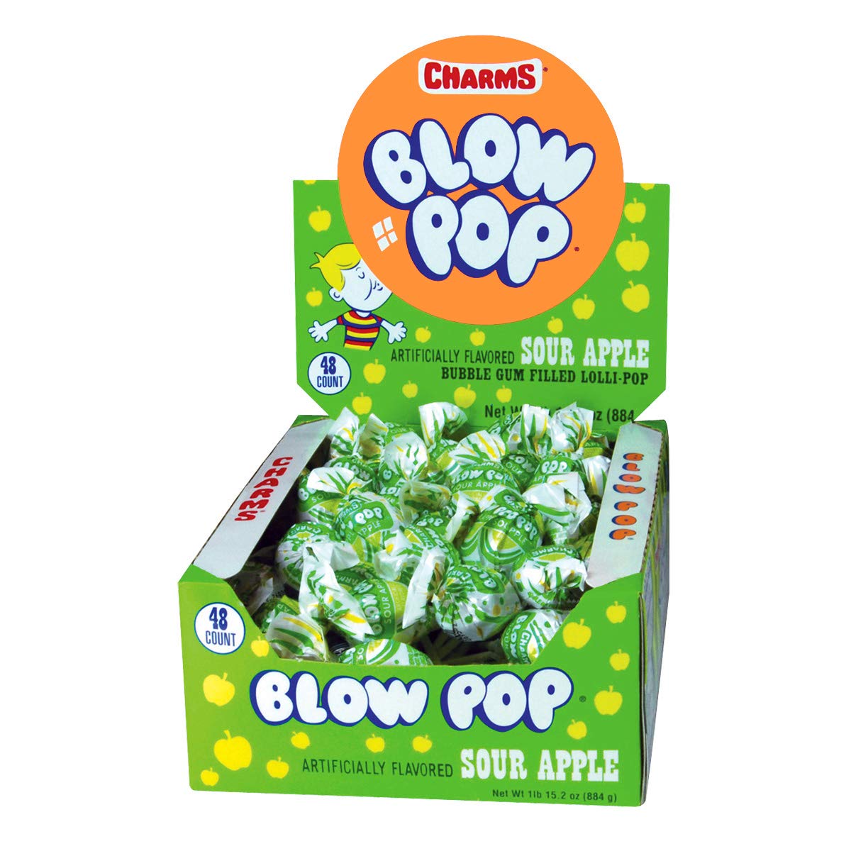 Charms Blow Pop Sour Apple 48 Count
