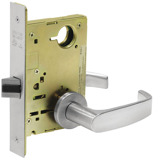 Sargent 8200 Series Satin Chrome Plated Passage or Closet Mortise Lock with L Lever, LN Rose Trim (Pack of 1)