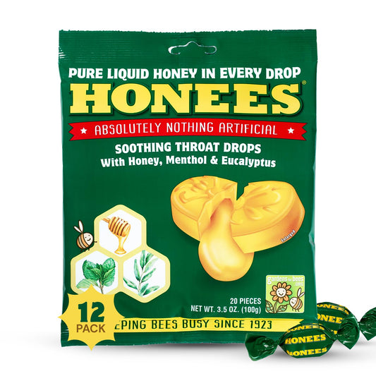 Honees Menthol Honey Eucalyptus Cough Drops 12 Pack