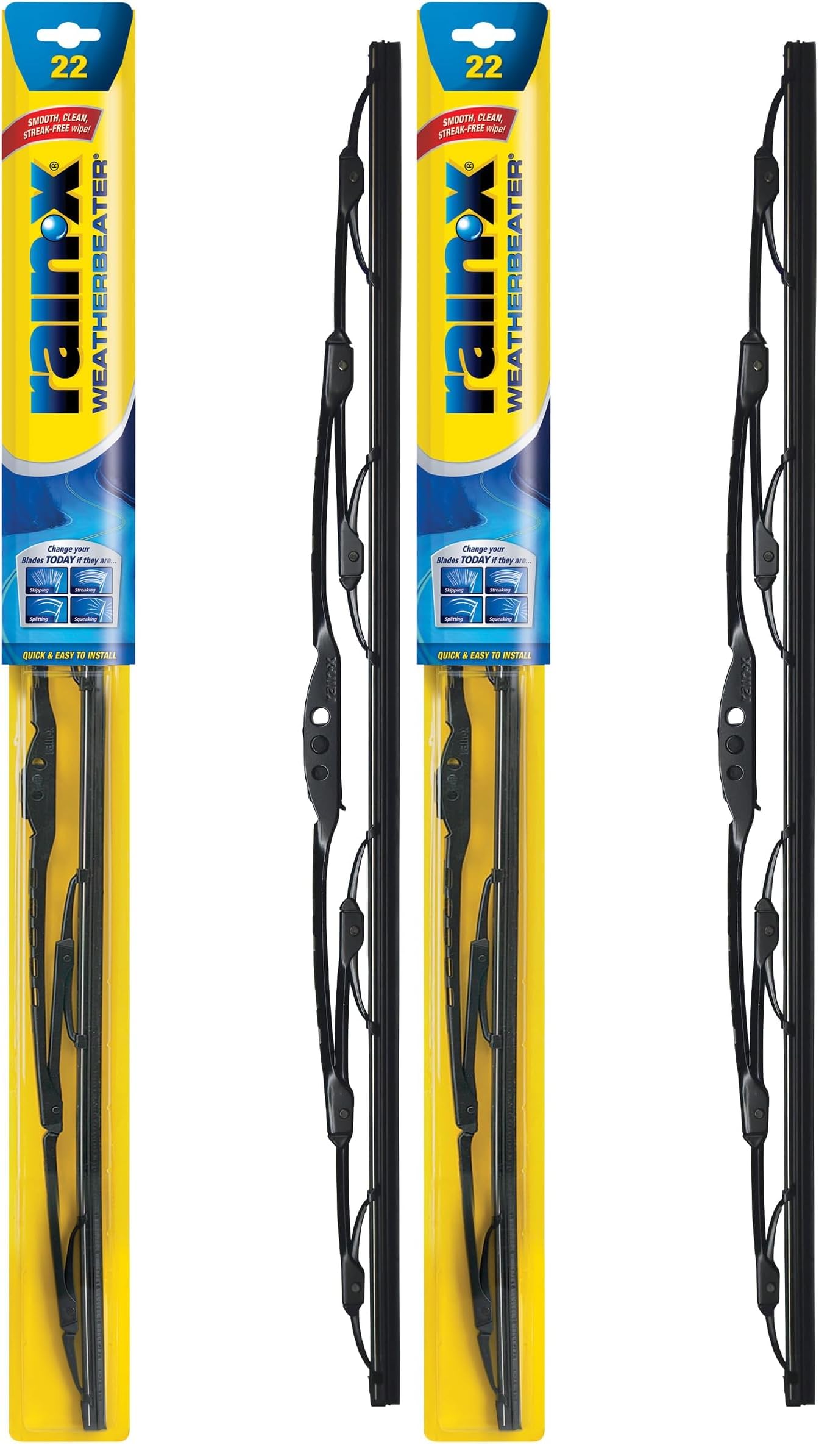 Rain-X RX30222 WeatherBeater All-Season OEM Quality Conventional Windshield Wiper Blade - 22" (Pack of 2)