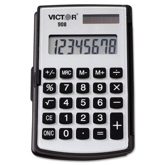 Victor 908 Standard Function Calculator, Black, 2.9" x 4.4" x 0.4"