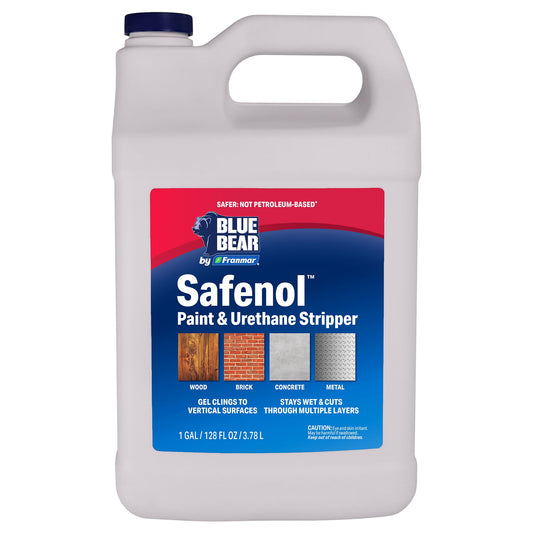 BLUE BEAR Safenol Paint & Urethane Stripper, Low Odor, Safer, Non-caustic Remover for Paint, Urethane, Enamel & Sealers, Indoor/Outdoor, Clings to Vertical Surfaces (1 Gallon)