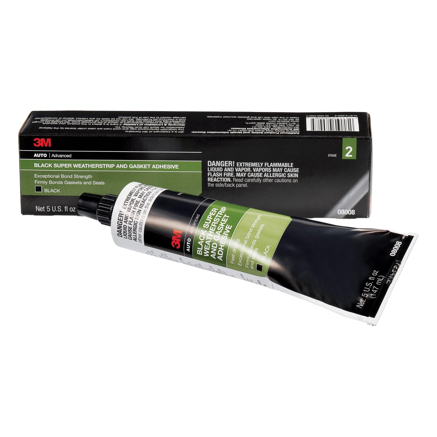 3M 08008 Super Weatherstrip Adhesive, 08008, Black, 5 oz Tube