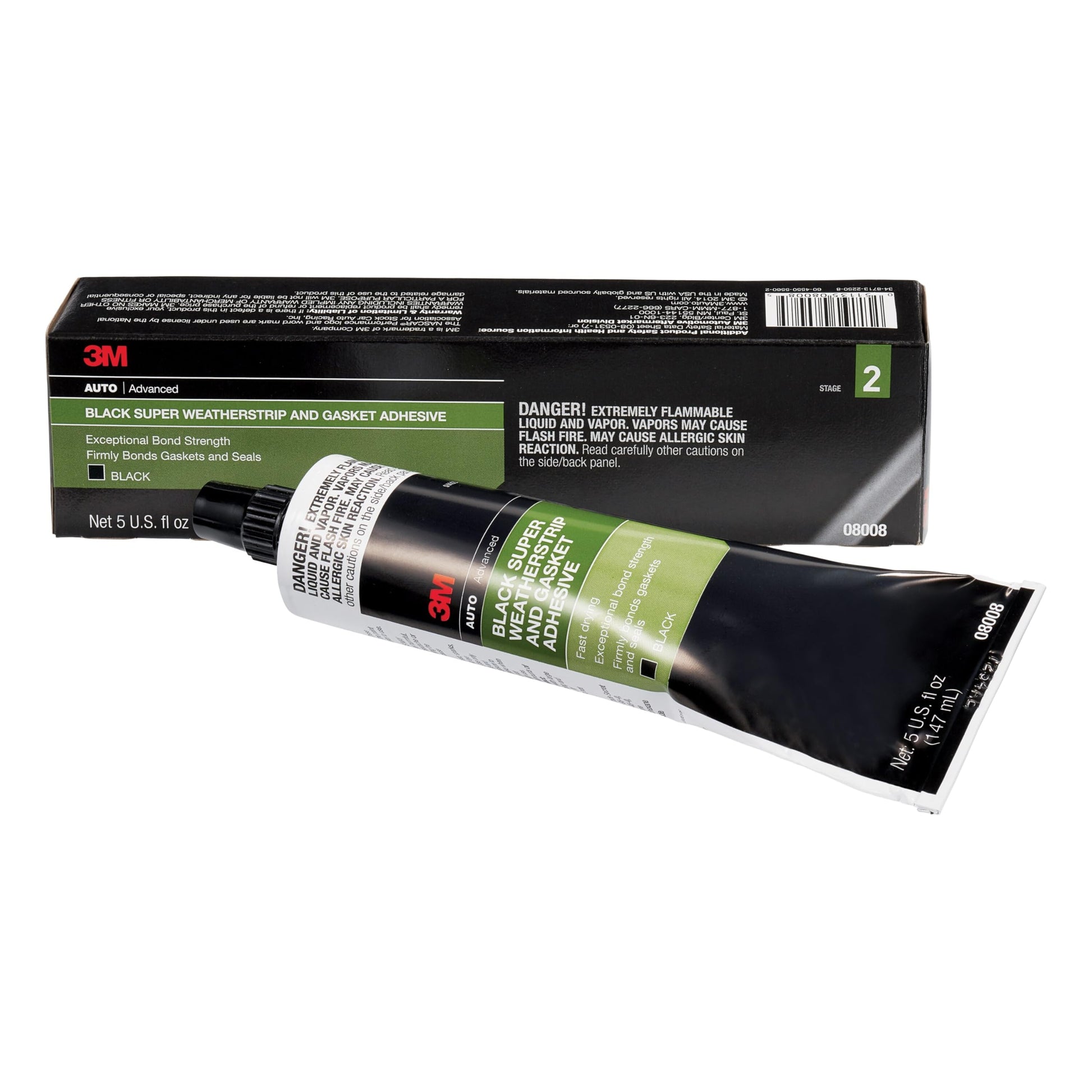 3M 08008 Super Weatherstrip Adhesive, 08008, Black, 5 oz Tube