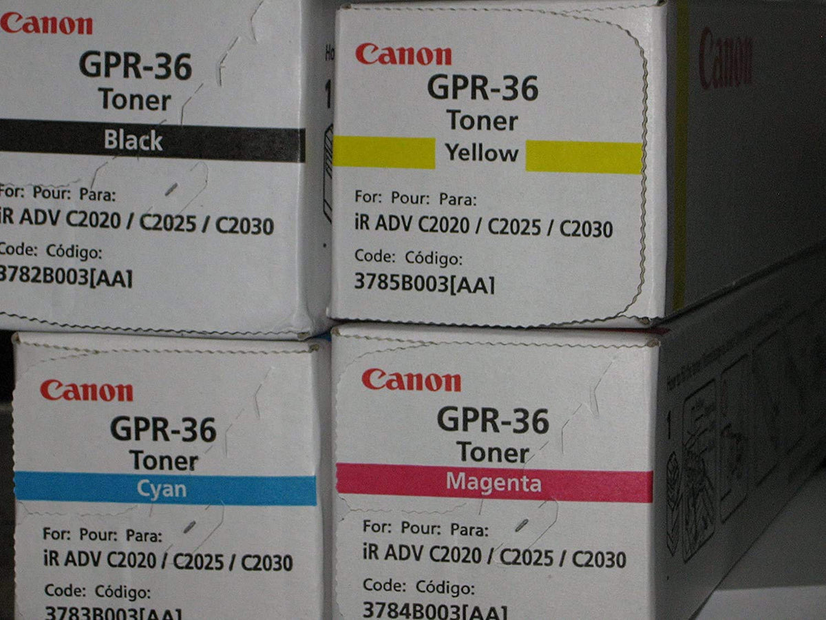 WCI Best Value Pack of All (4) Genuine Canon GPR-36 Toner Cartridges + FREE 25 Restaurant Gift Certificate (1 each of BK/CY/MG/YE) for: Canon ImageRunner Advance C2020/C2030/C2225/C2230 Series.