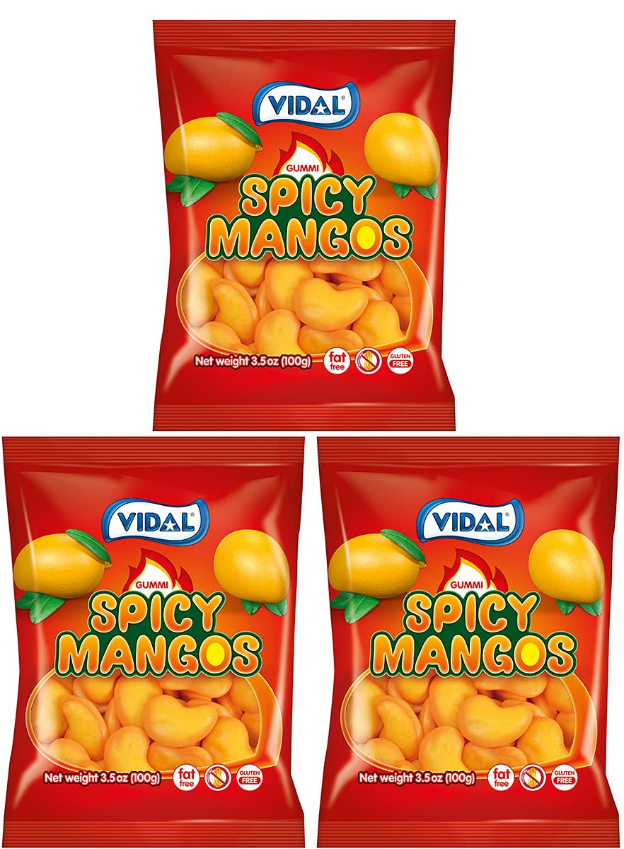 Vidal Gummy Spicy Mangos Candy 3.5oz Pack of 3