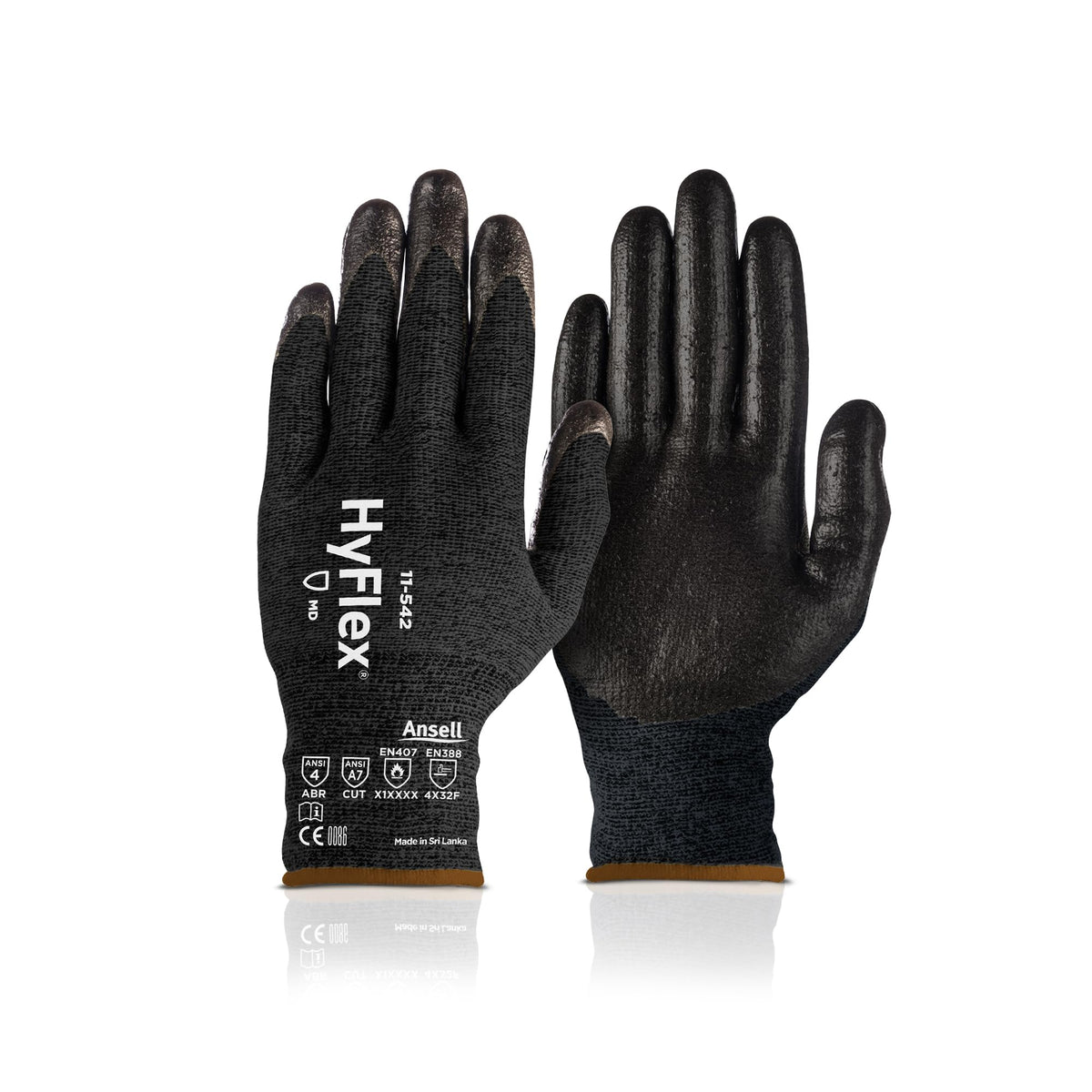 Ansell HyFlex 11-542 13G Black Gloves