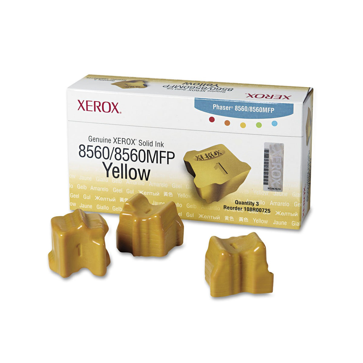 Xerox 108R00725 Solid Ink Phaser 8560/8560MFP, Yellow (3 Sticks) Sealed Xerox Box