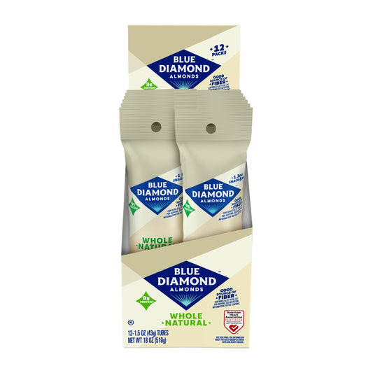 Blue Diamond Almonds, Whole Natural, 12 Count (Pack of 1)