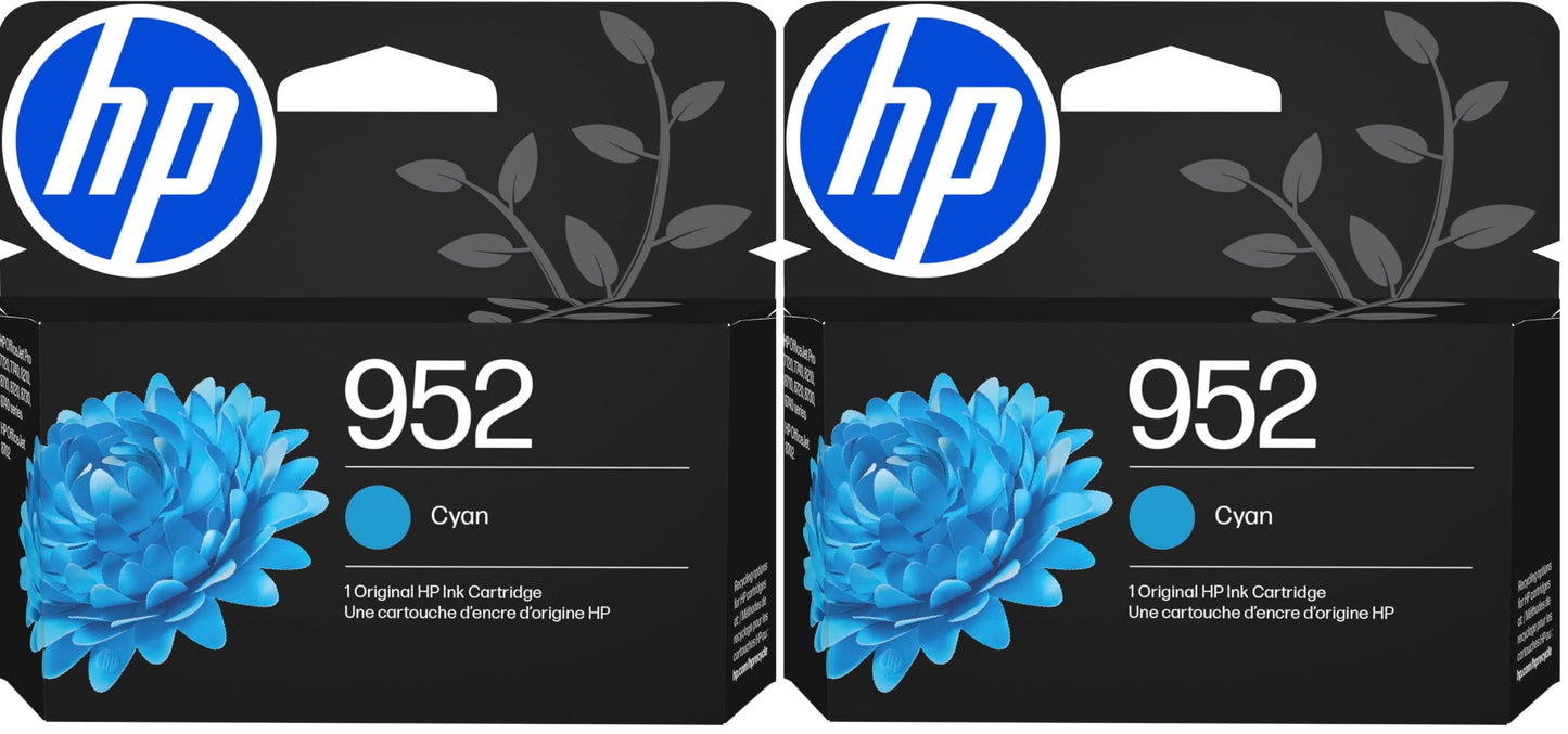 HP 952 Cyan Ink Cartridge | Works OfficeJet 8702,OfficeJet Pro 7720,7740,8210,8710,8720,8730,8740 Series | Eligible for Instant Ink-| L0S49AN,(Pack of 2)