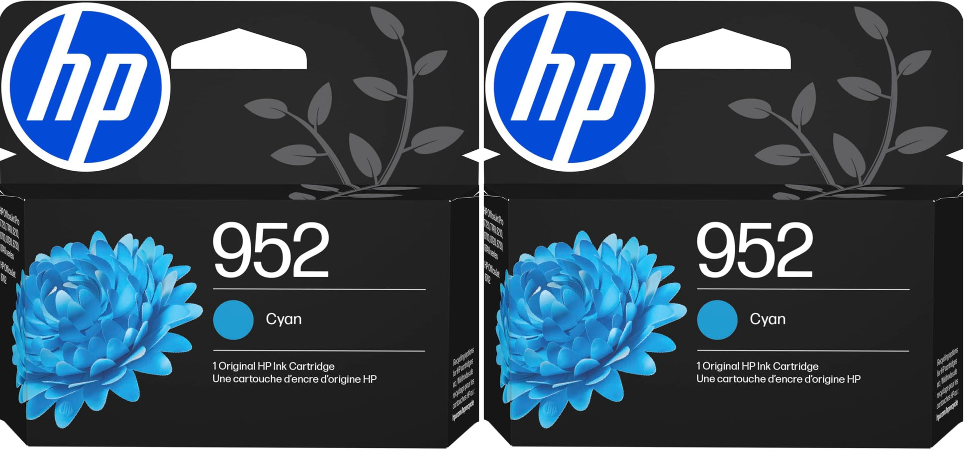 HP 952 Cyan Ink Cartridge | Works OfficeJet 8702,OfficeJet Pro 7720,7740,8210,8710,8720,8730,8740 Series | Eligible for Instant Ink-| L0S49AN,(Pack of 2)