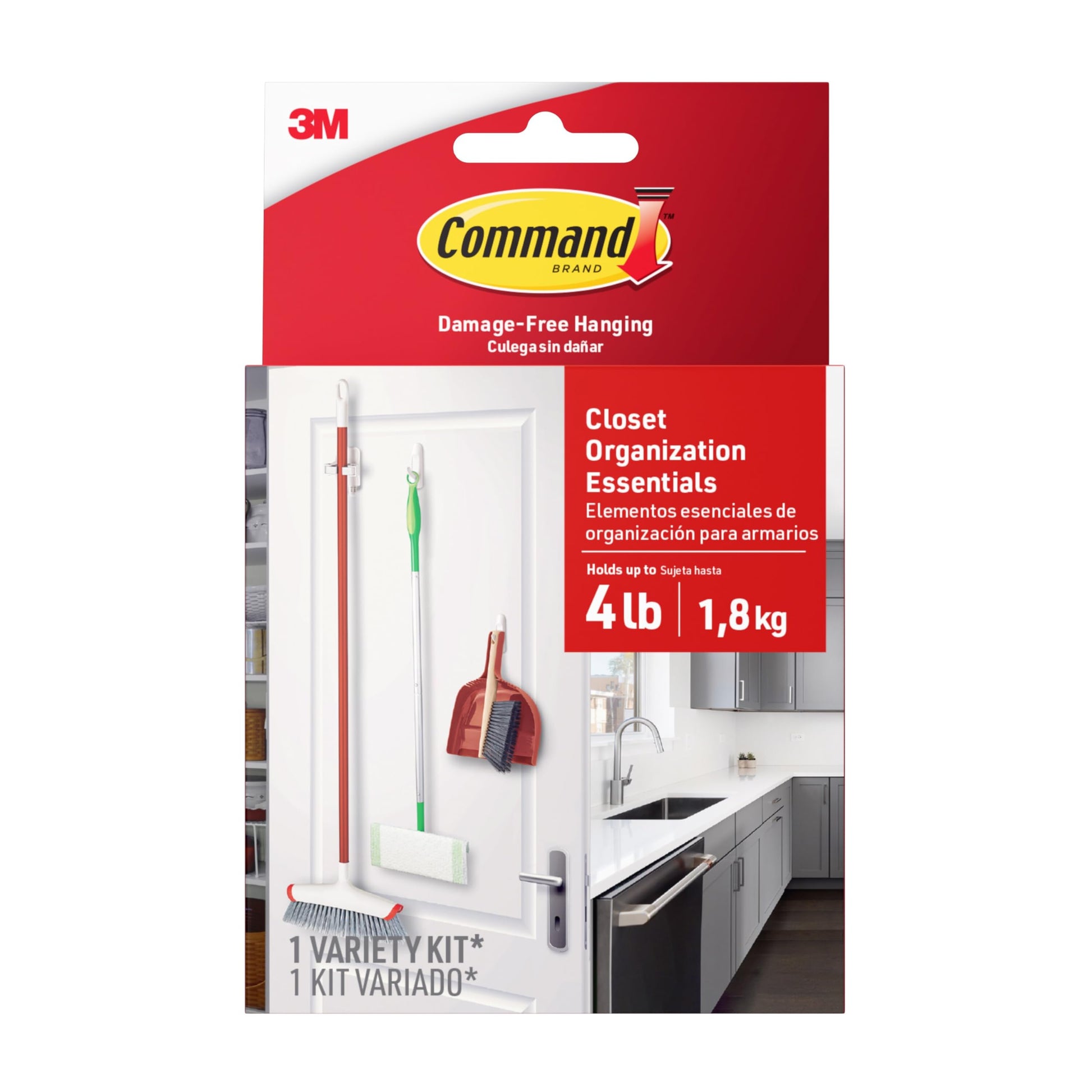 Command Closet Organizer, Broom Holder & Hooks