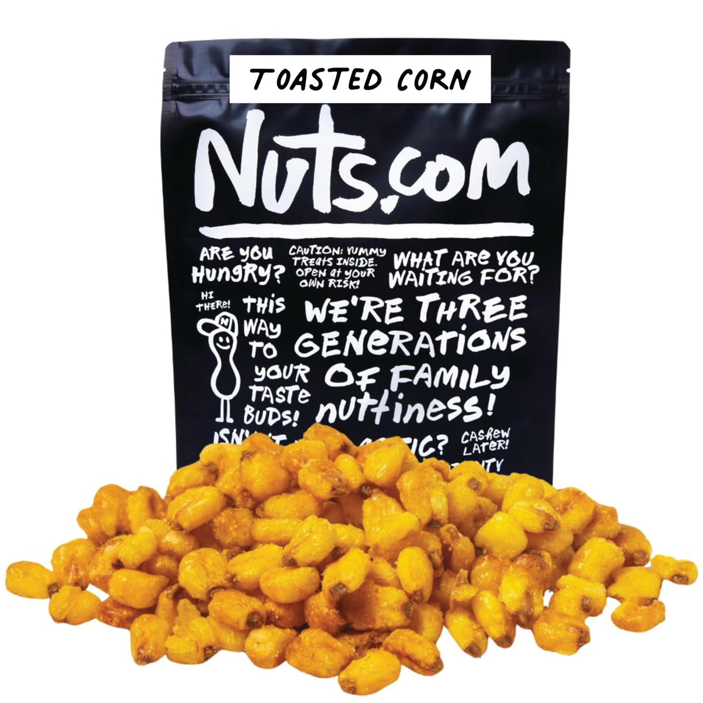 Nuts.com Toasted Corn - Roasted Non-GMO Crunchy Snack - Great for Charcuterie Boards, Chips, Popcorn, Crackers, Nuts in Resealable Bag (3 lb)