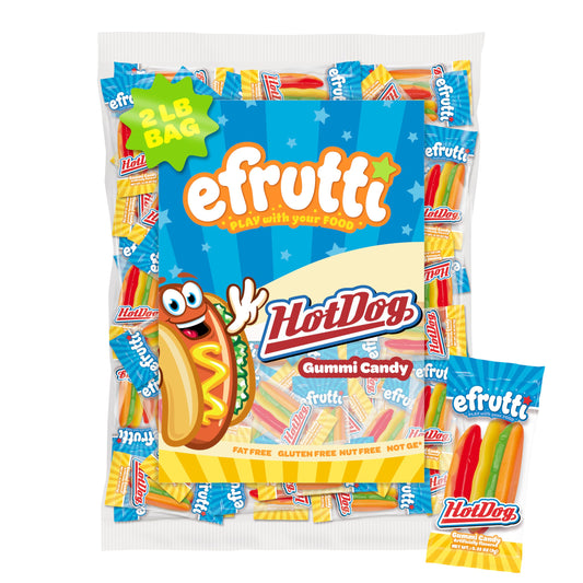 Efrutti Hot Dog Gummy Candy,2 LB-101 Count Bulk Bag,32 Ounces