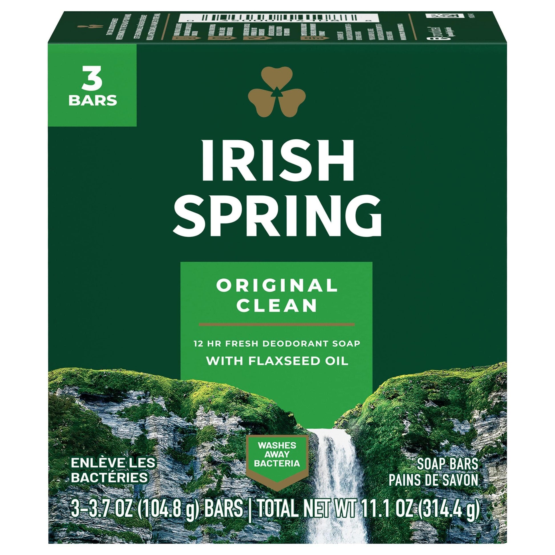 Irish Spring Deodorant Bar Soap Original 3.75 oz 3-Pack (8ct)