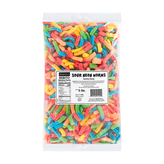 Kervan Bebeto Sour Neon Worm Gummies 5 lbs