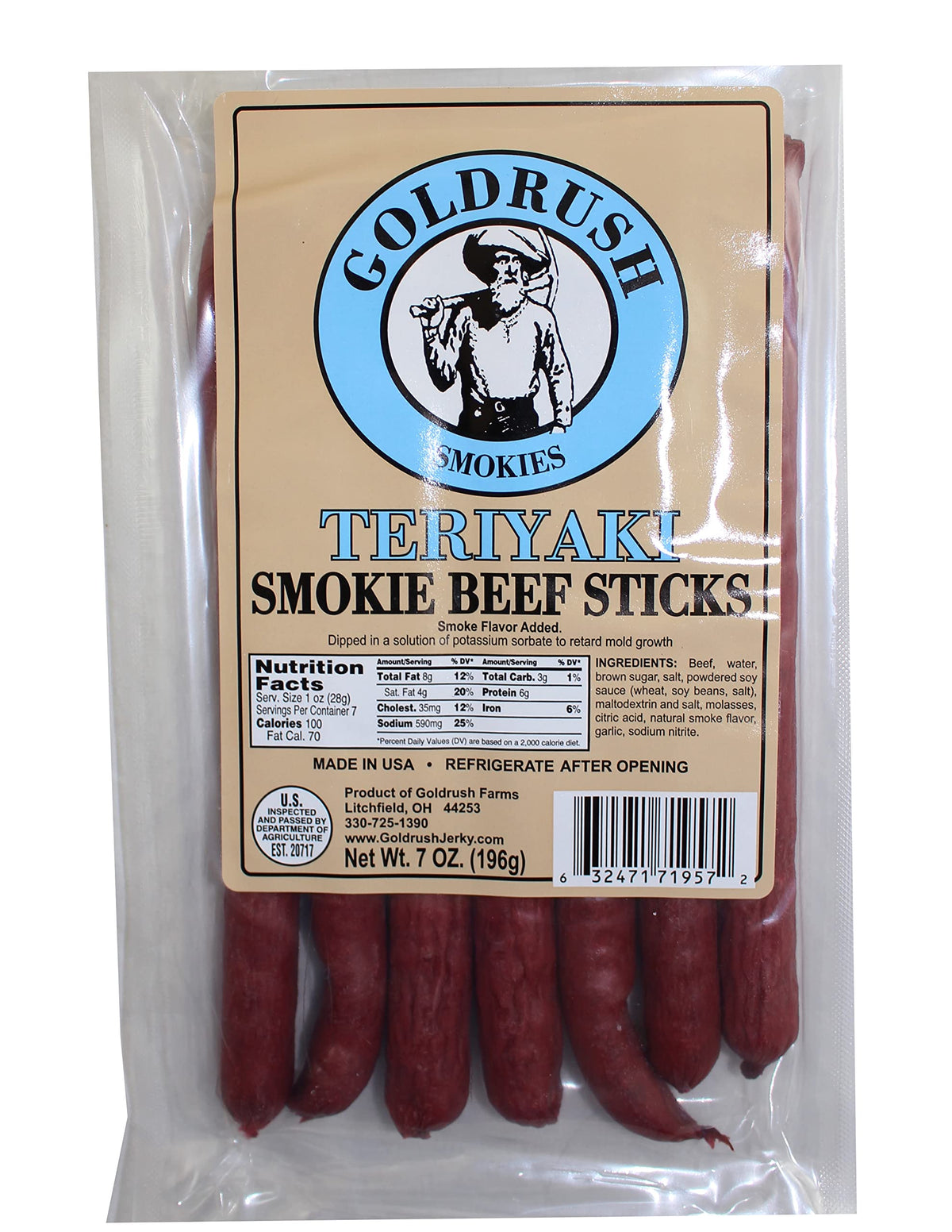 Goldrush Beef Smokie Sticks Teriyaki 7 oz