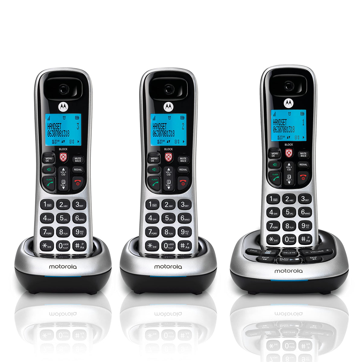 Motorola 3-Handset Cordless Phone CID/ITAD/Block Black