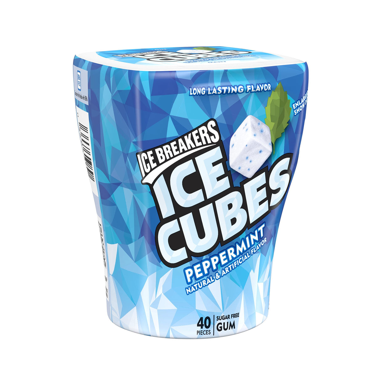 ICE BREAKERS ICE CUBES Peppermint Gum 3.24 oz Bottle