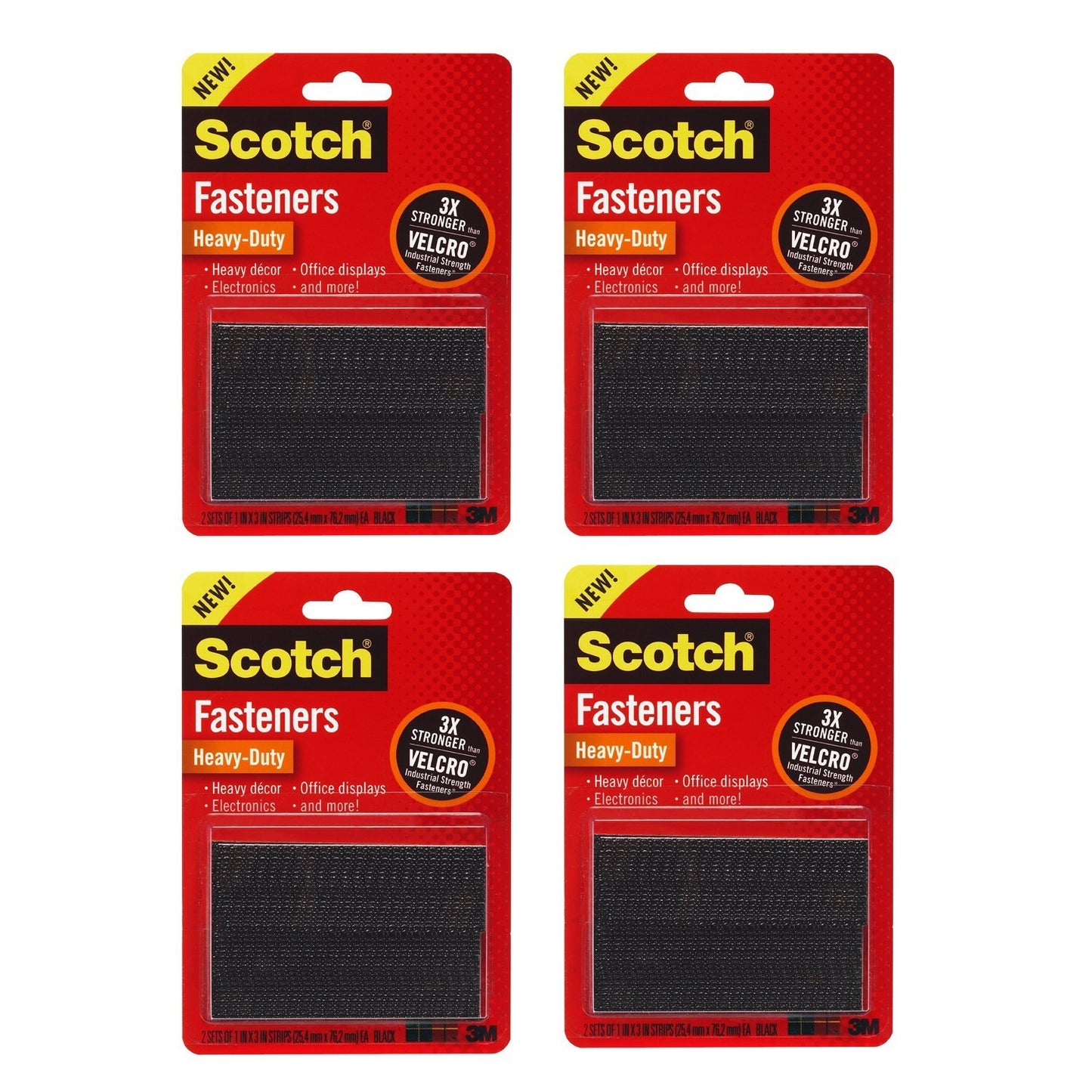 3M Scotch Heavy-Duty Fasteners RFD7091 1x3in 4 Pack