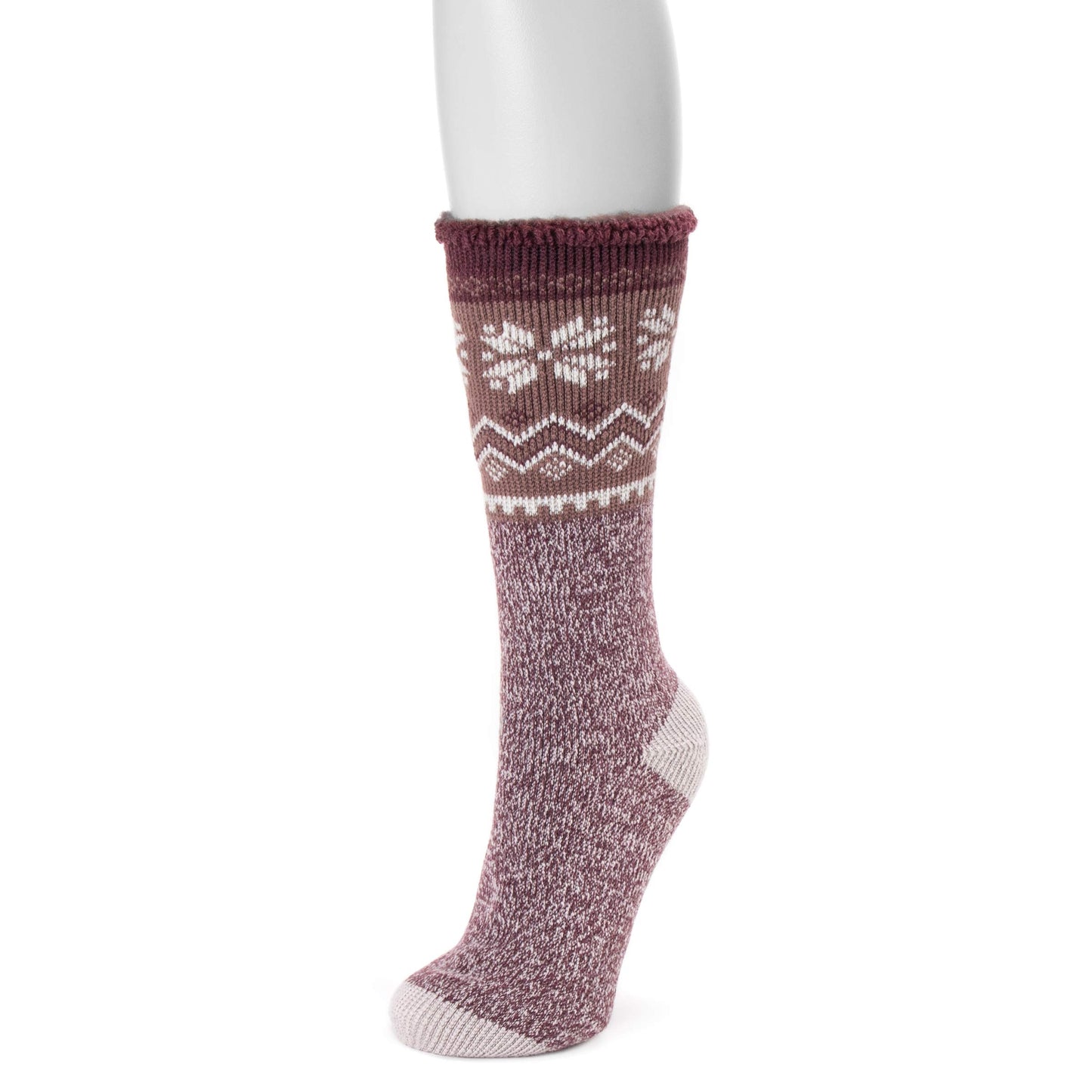 MUK LUKS Heat Retainer Thermal Socks Purple
