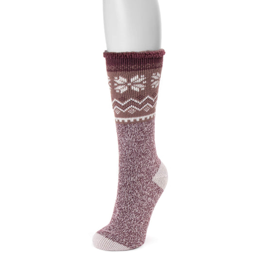MUK LUKS Heat Retainer Thermal Socks Purple