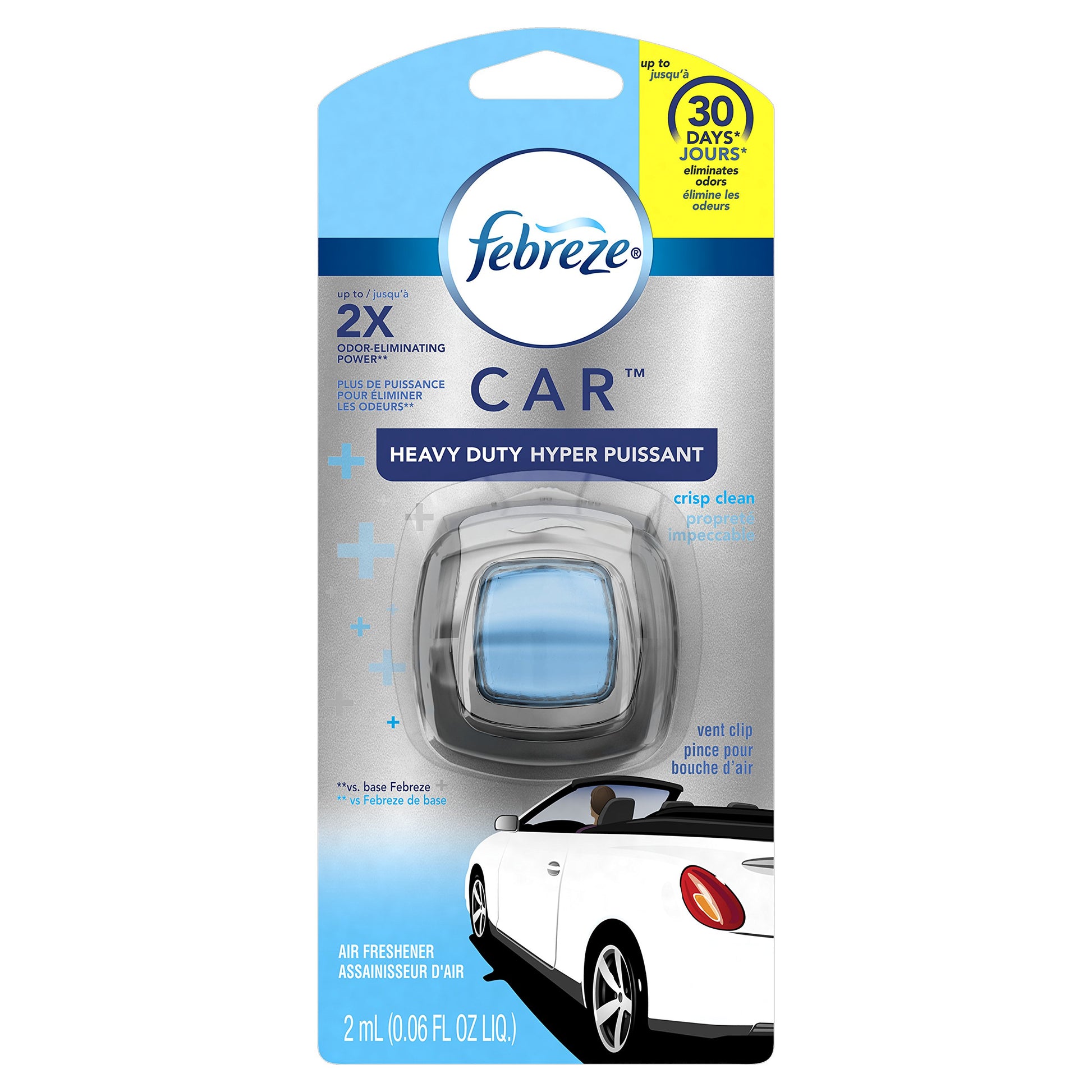 Febreze Car Vent Clip Air Freshener, Crisp Clean
