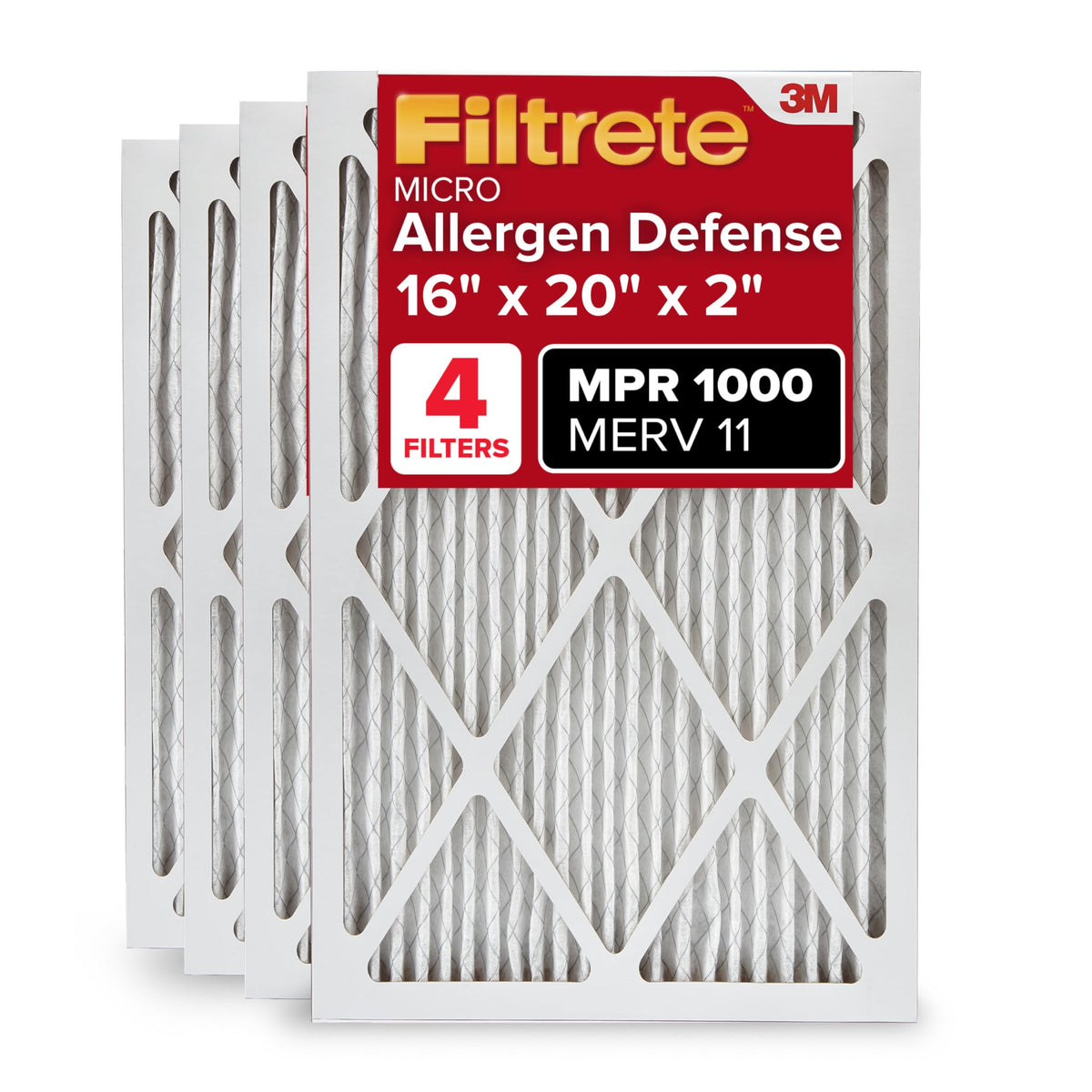 3M Filtrete 16x20x2 AC Furnace Filter 4-Pack