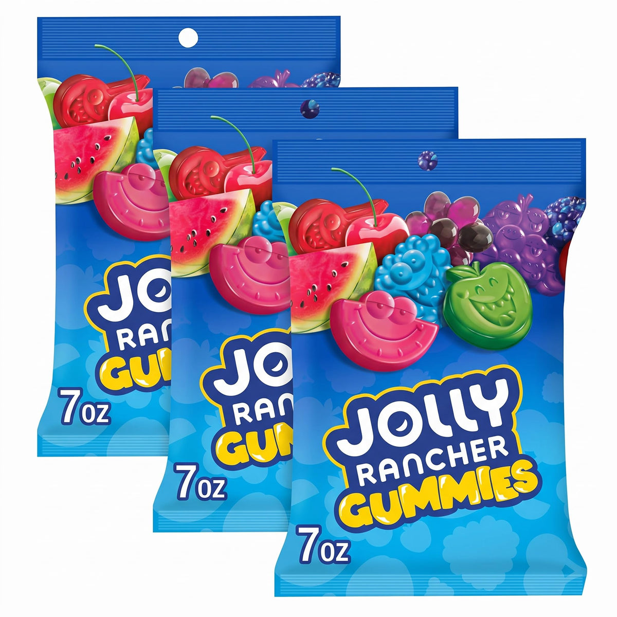 JOLLY RANCHER Gummies Assorted Fruit Flavored Candy Bag, 7 oz (Pack of 3)