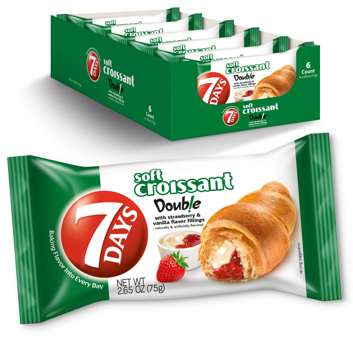 7DAYS Soft Croissant Strawberry Vanilla 2.65oz 6-Pack