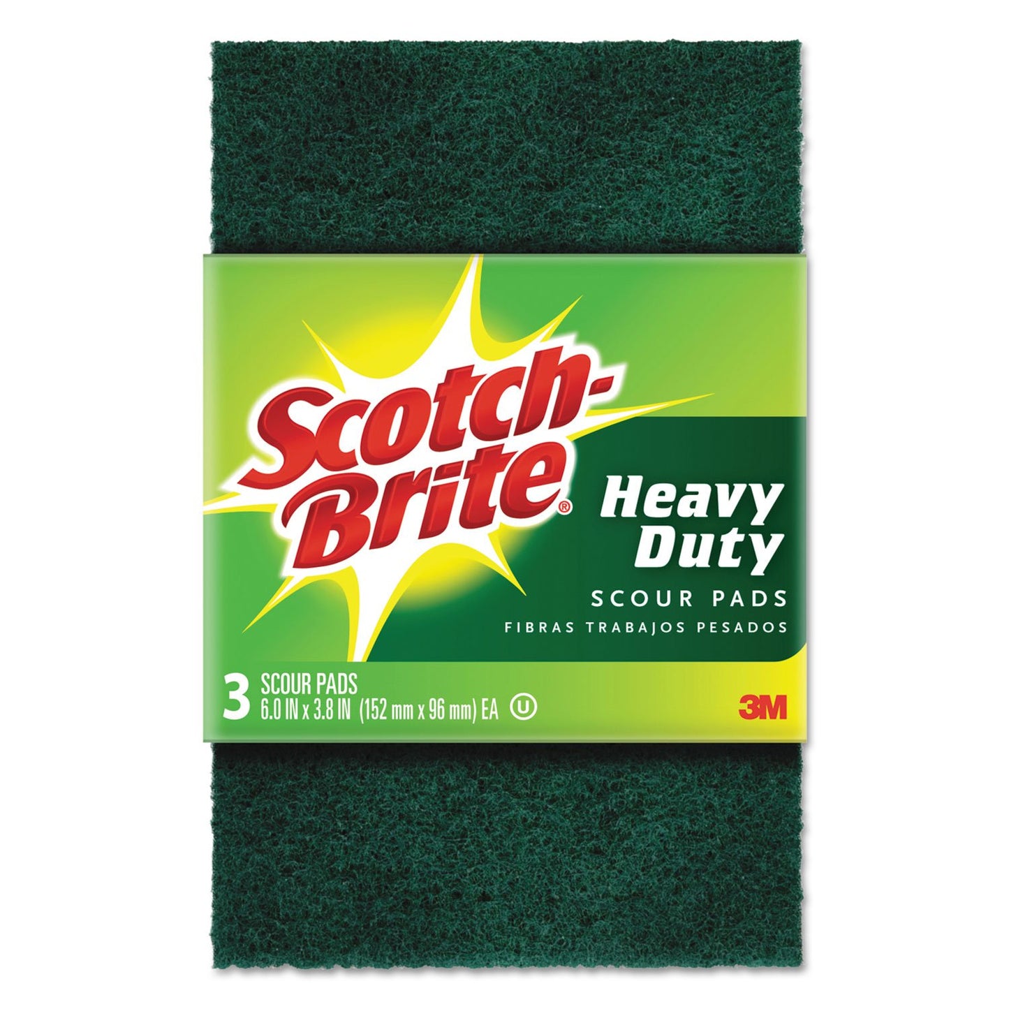 Scotch-Brite Heavy Duty Scouring Pad, Dish Scrubber for Kitchen + Outdoor, 3 Scrub Pads for Uncoated Pots and Pans, Cast Iron Cooktops, Grill Grates, Oven Racks, & BBQ, Durable, Long-Lasting