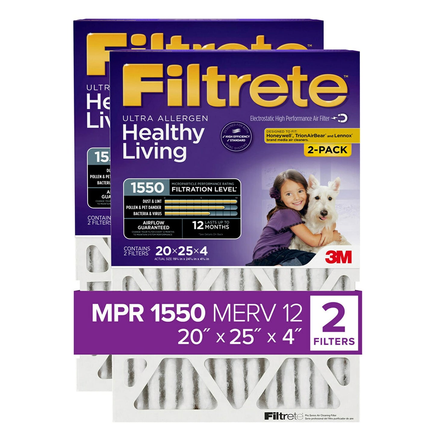 3M Filtrete AC Furnace Filter 20x25x4 2-Pack