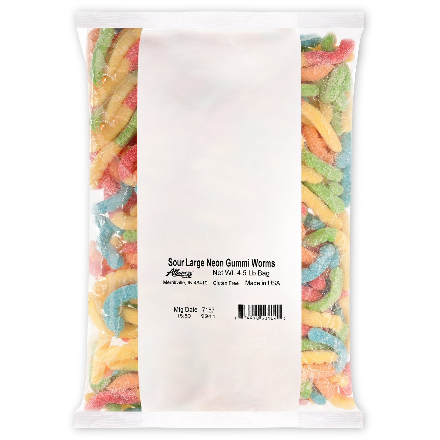 Albanese Sour Neon Gummi Worms 4.5lbs