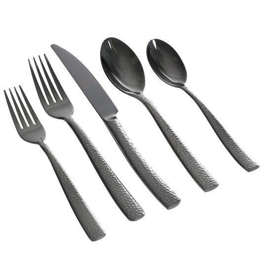 Gibson Elite Stonehenge 20-Piece Flatware Set, Black