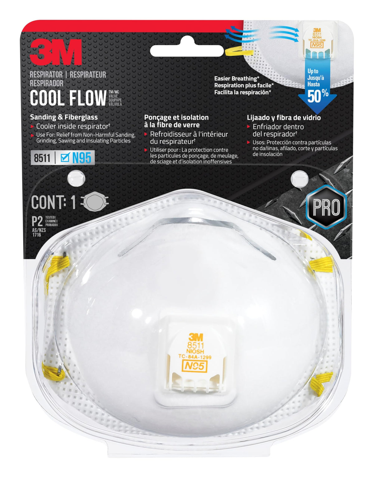 3M 8511HA1-C Sanding & Fiberglass Valved Respirator