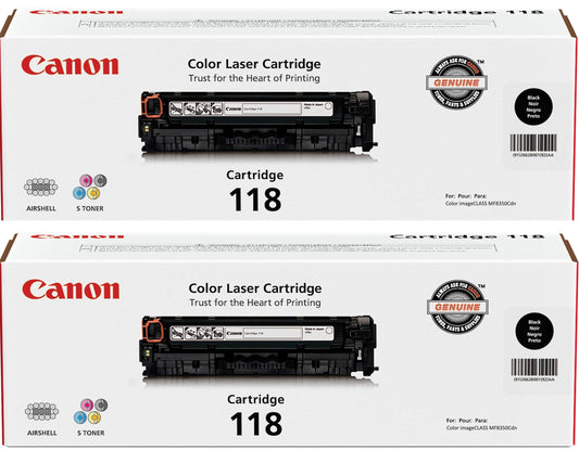Canon 2X Black Monochrome Toner Cartridge 118 for imageCLASS MF8350/MF8580 Color Laser Printer, (Yield Approximatly 3,400 Pages)