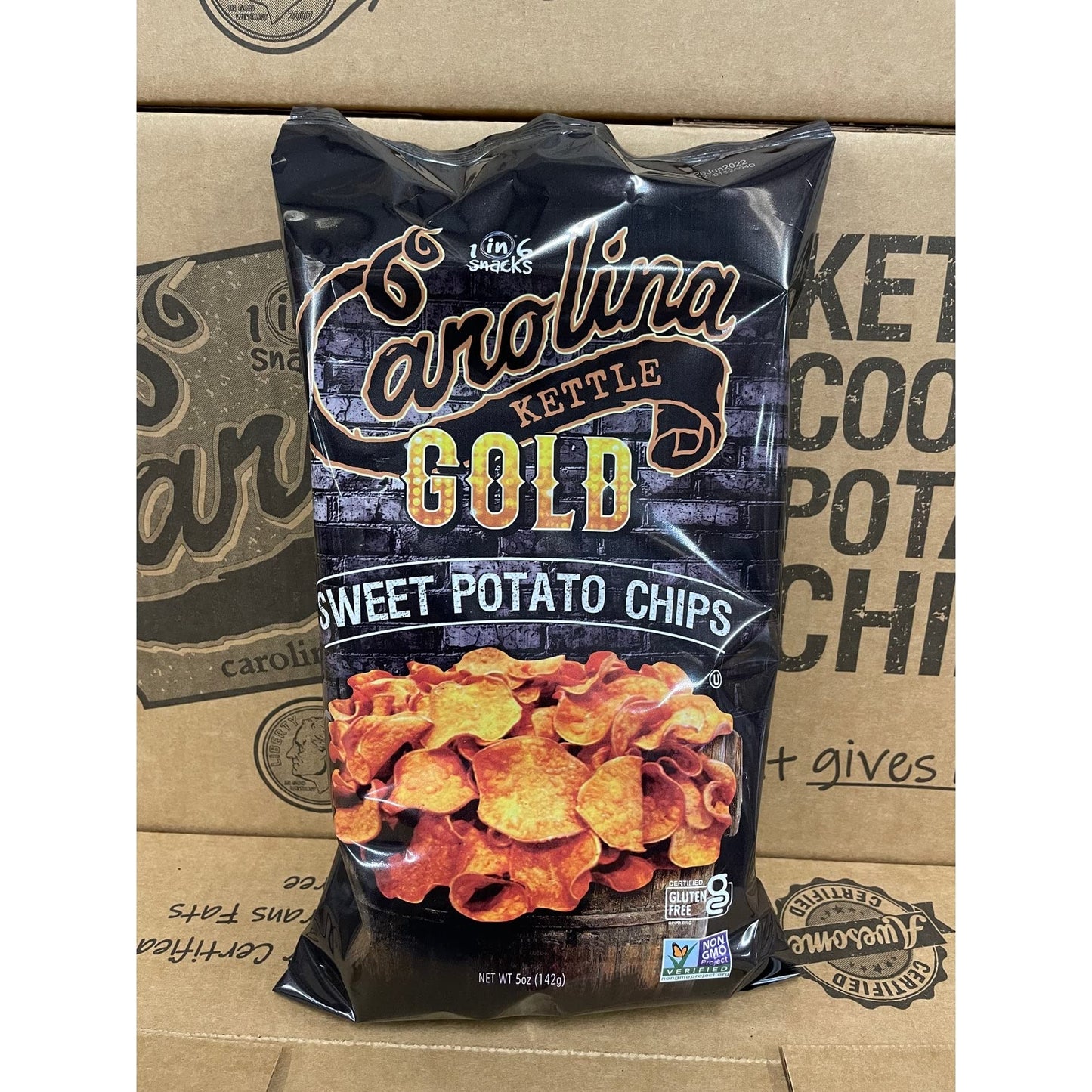 Carolina Kettle Gold Sweet Potato Chips 5oz Bag Certified Awesome
