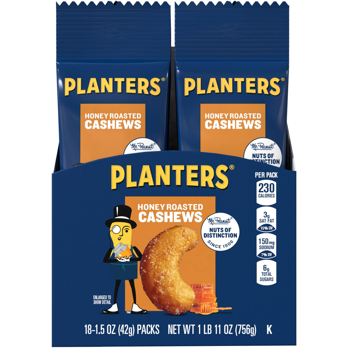 Planters Honey Roasted Cashews 1.5oz 18ct