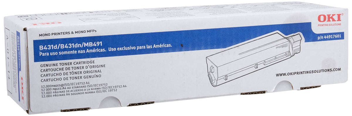 OKI TONER, 12K YIELD, MB491/B431