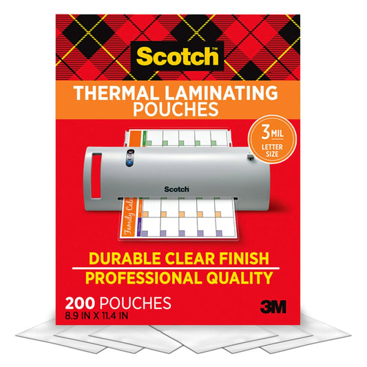 3M Scotch TP3 Thermal Laminating Pouches Letter Size 200-Pack