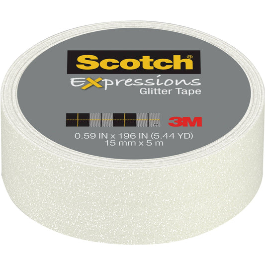 Scotch Expressions Glitter Tape 0.59" x 196" White