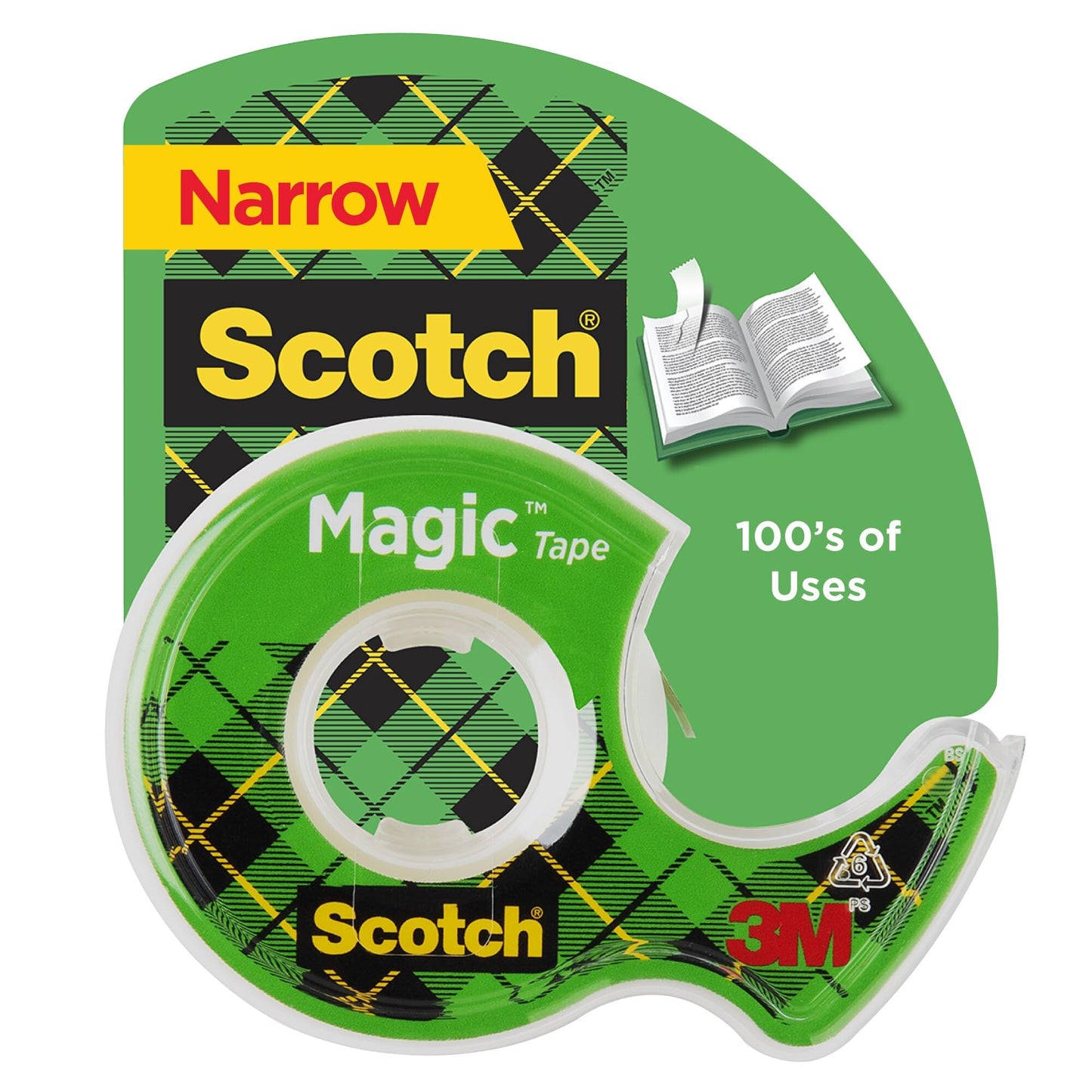 Scotch Magic 119 Office Tape, 1/2" x 800" in dispenser MMM119
