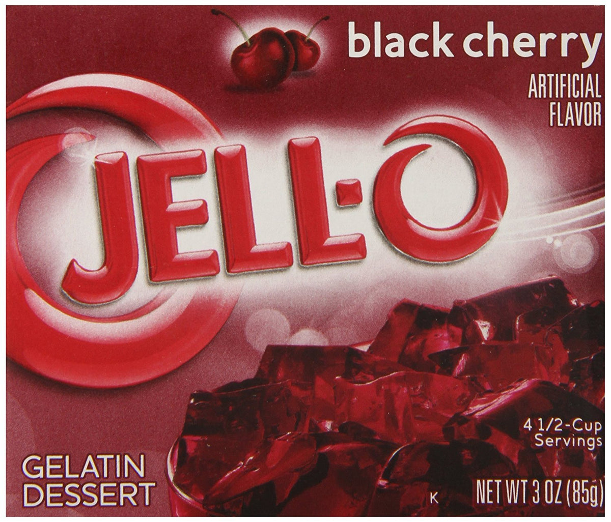 Jell-O Black Cherry Gelatin Mix 3 oz, 24-Pack