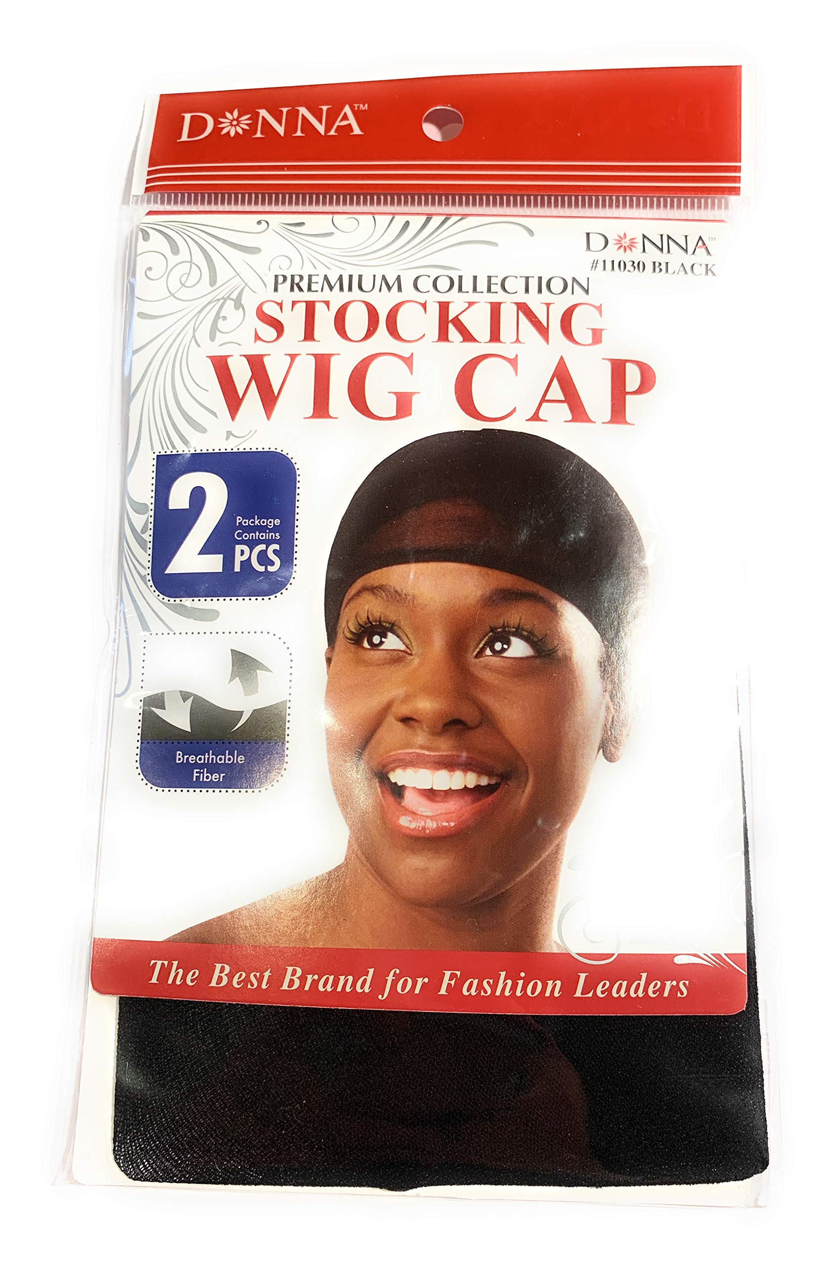 Donna Stocking Wig Cap Black 2 Pack