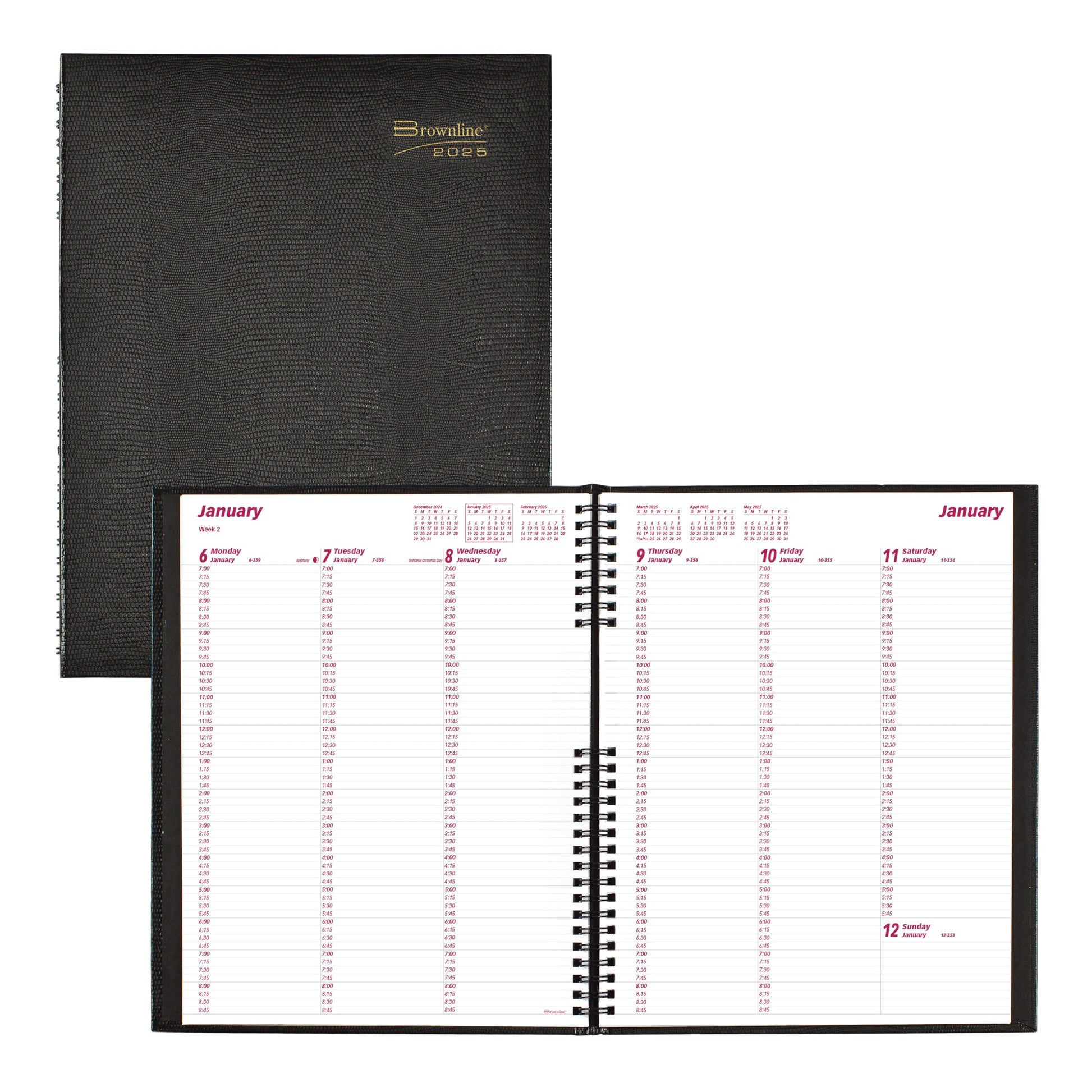 Brownline® 2025 CoilPro™ Weekly Planner, Appointment Book, 12 Months, January to December, Twin-Wire Binding, 11" x 8.5", Black (CB950C.BLK-25)